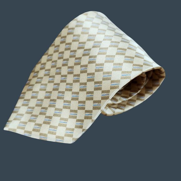 Croft & Barrow Gold Checkered Tie Polyester Hand Sewn In Korea - Picture 1 of 6
